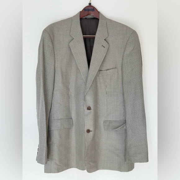 Brooks Brothers 346 Men's Gray Plaid Silk Wool Blazer Sport Coat Jacket 46L Long - Picture 1 of 10
